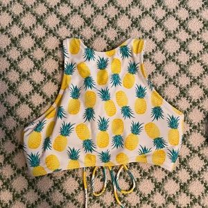 WORN ONCE old navy tie back pineapple bikini top S